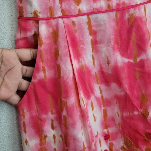 Anthropologie Beth Bowley Women's Mini Dress 4 Multicolor Silk Blend Embroidered - Picture 4 of 12